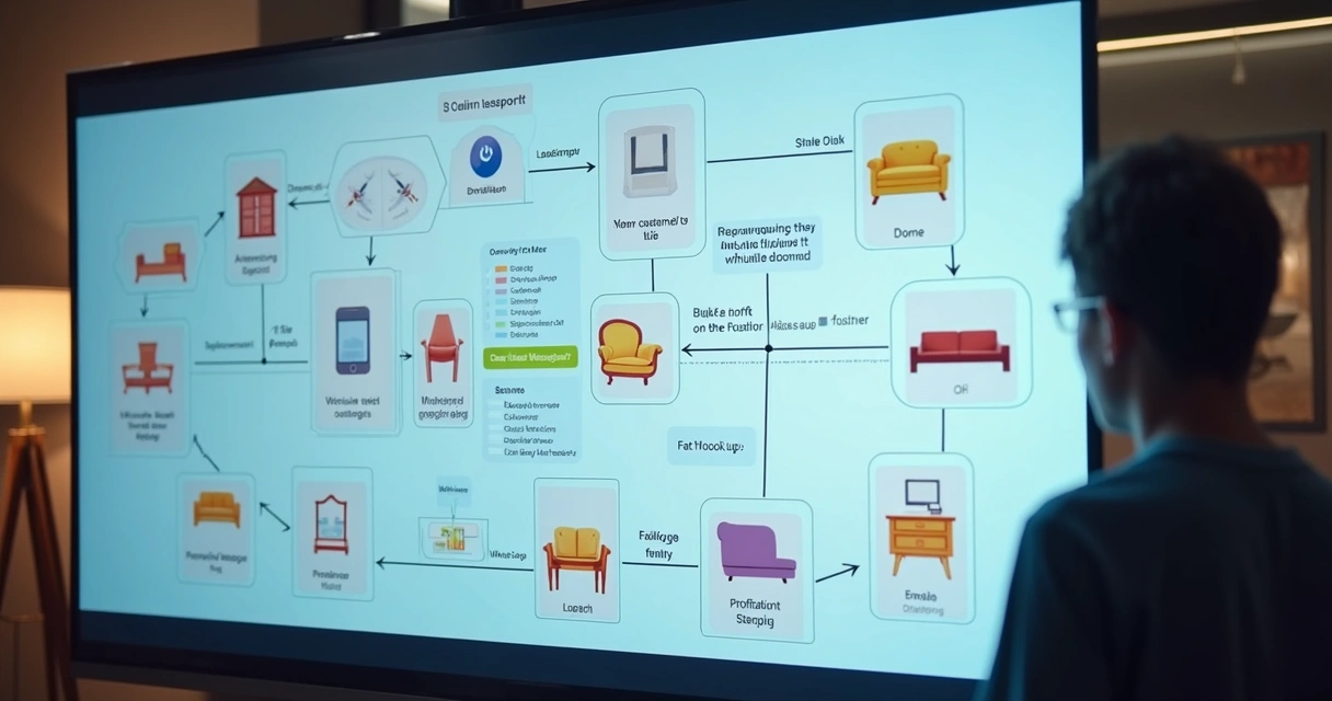 Furniture customer journey automation flowchart 