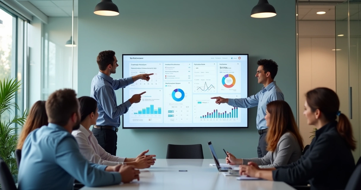 Cross-functional SaaS team reviewing customer retention metrics
