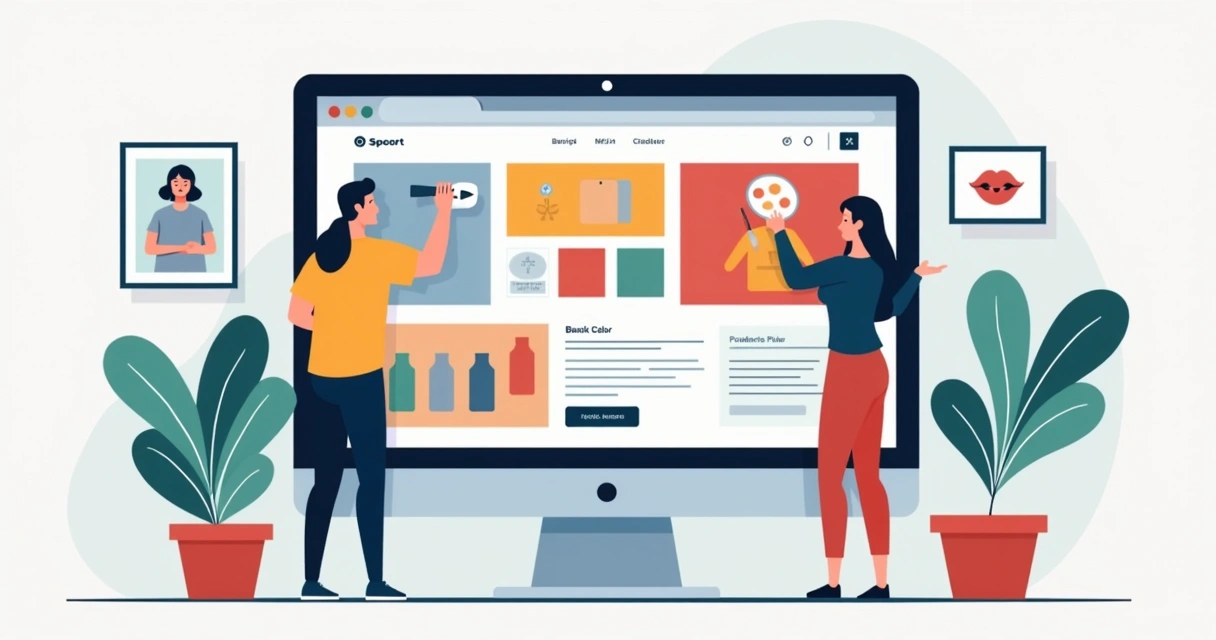 Personalização visual de catálogo digital em tela de computador 