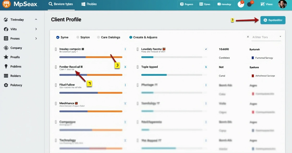 Tela colorida com filtros de perfil de cliente sendo ajustados 