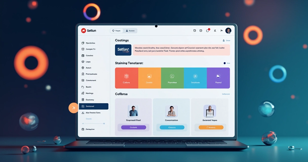 Painel de customização de plataforma de treinamento com cores e logo da empresa 