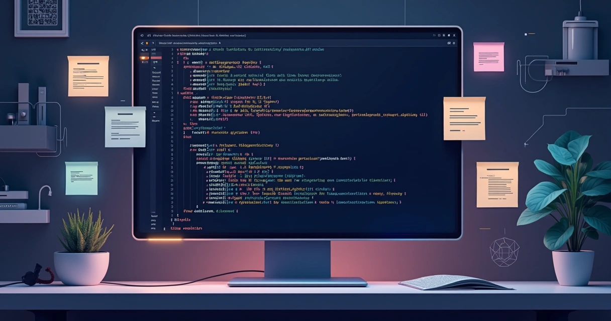 Tela de computador mostrando código personalizado para integração de softwares 