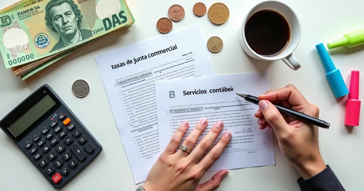 Dinheiro, calculadora e taxas para abrir empresa