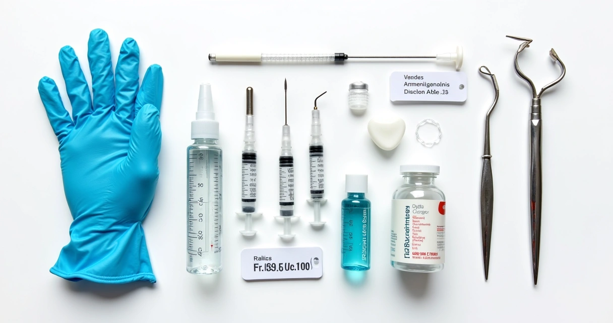 Itens usados em um procedimento odontológico 