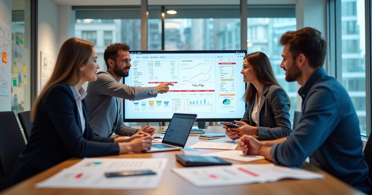 Fundadores de startup analisando planilha de custos fiscais em escritório moderno 