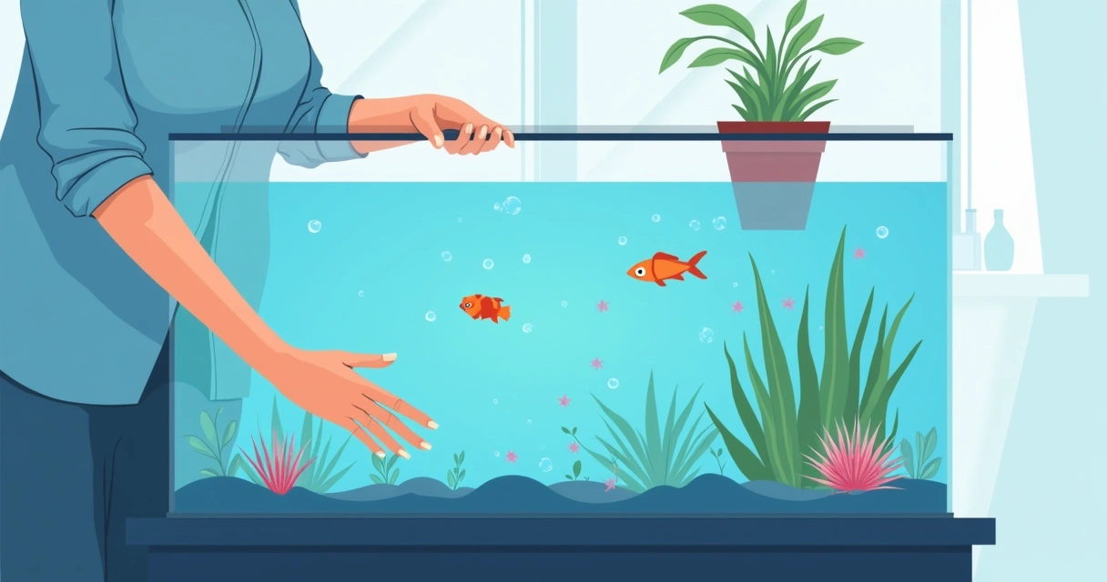 Infecções cutâneas por micobactérias não tuberculosas em imunocompetentes 1 Manutenção de aquário doméstico com mãos dentro da água e peixes visíveis