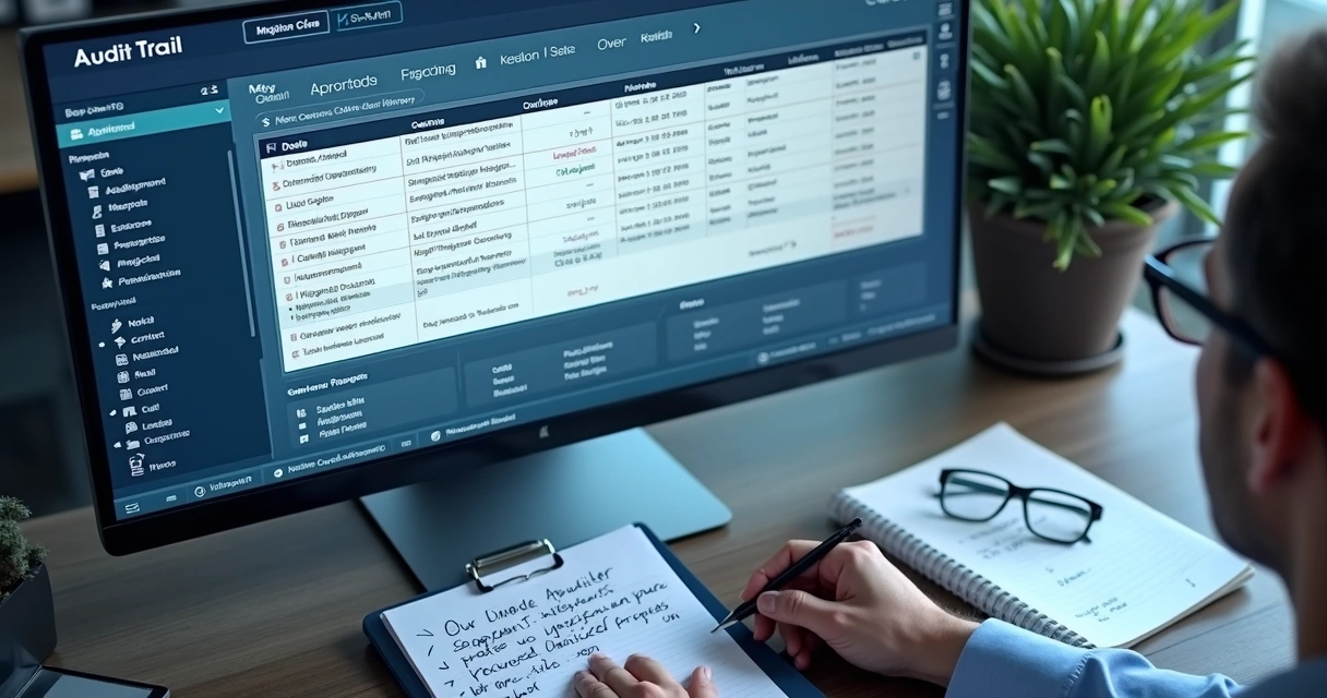 Audit trail interface with secure document history 