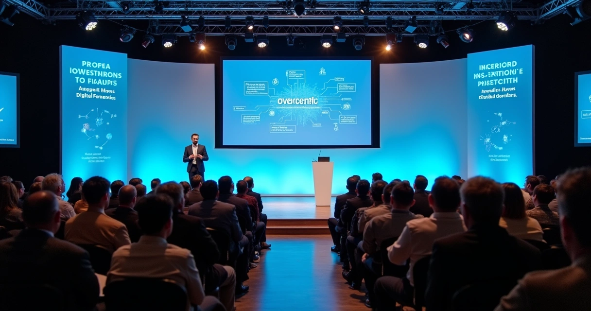Speaker presenting cyber resilience session to business audience 
