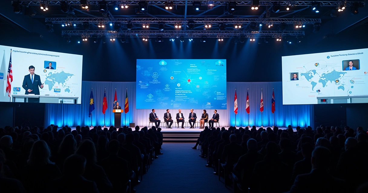 Cybersecurity experts at a conference panel 