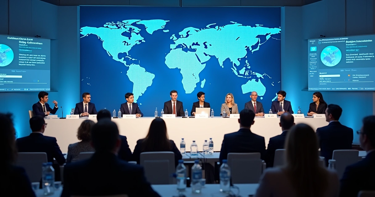 Panel discussion at a cybersecurity conference with speakers and audience 