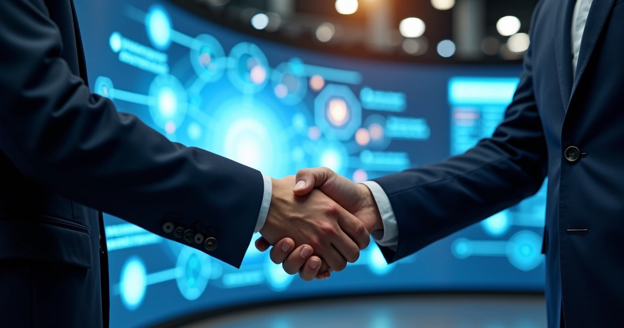 Handshake between business angel and cybersecurity founder 