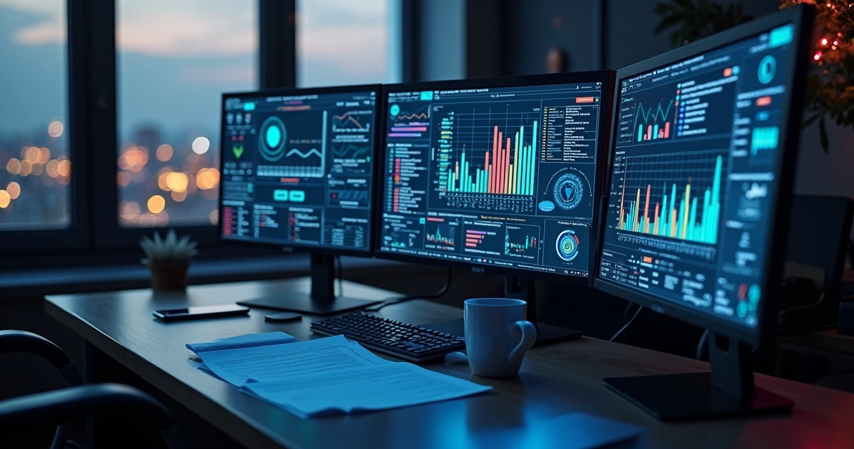 Cybersecurity dashboard with tools on screen 