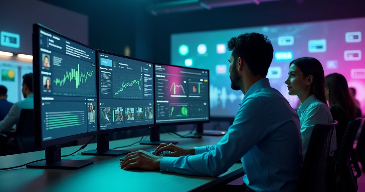 Painel de e-commerce com gráficos em tempo real e clientes recebendo recomendações personalizadas 