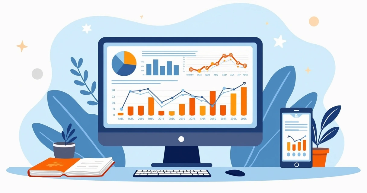 Tela de computador com gráficos de análise de reputação de influenciador 