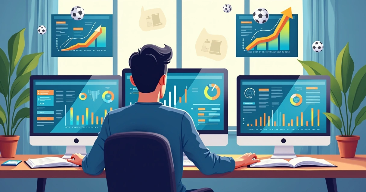 Gráficos, planilhas e informações sobre jogos na tela de um notebook 