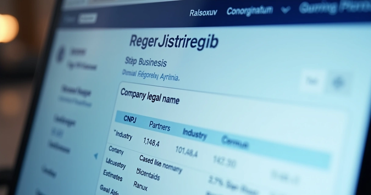 Tela de computador exibindo ficha cadastral de empresa com dados completos 