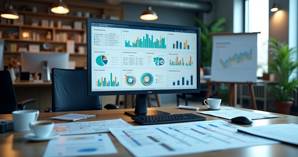 Telas de cadastro de clientes e gráficos de análise de dados