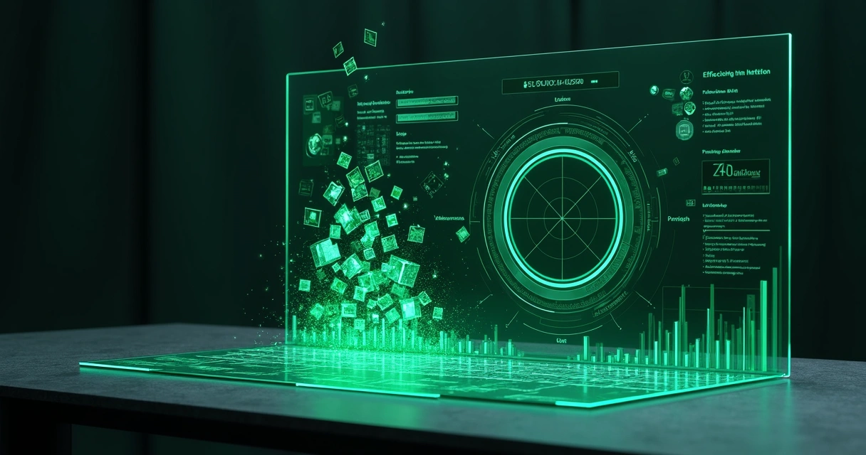 Painel abstrato de dados clínicos organizados em radar nutricional verde 