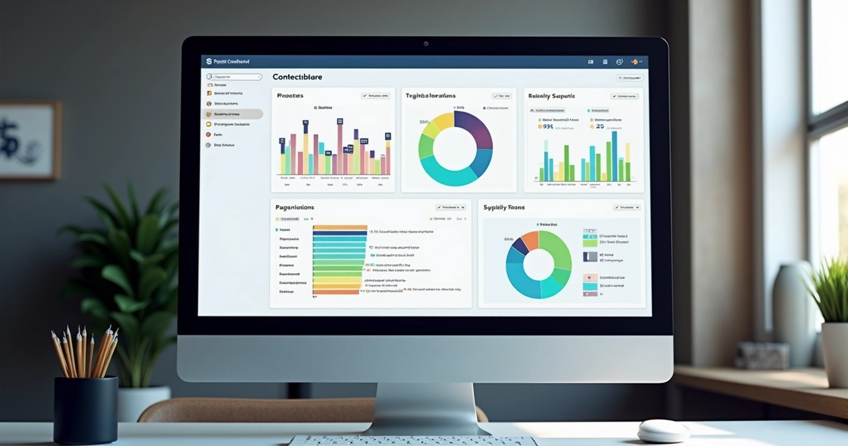 Gráfico colorido mostrando dados contextuais SaaS em dashboard 