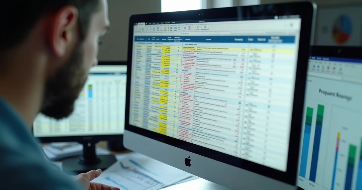 Tela de computador com planilha de dados com erros evidentes.