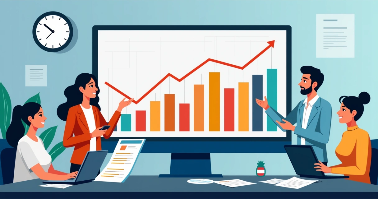 Gráfico de barras mostrando crescimento em marketing digital 