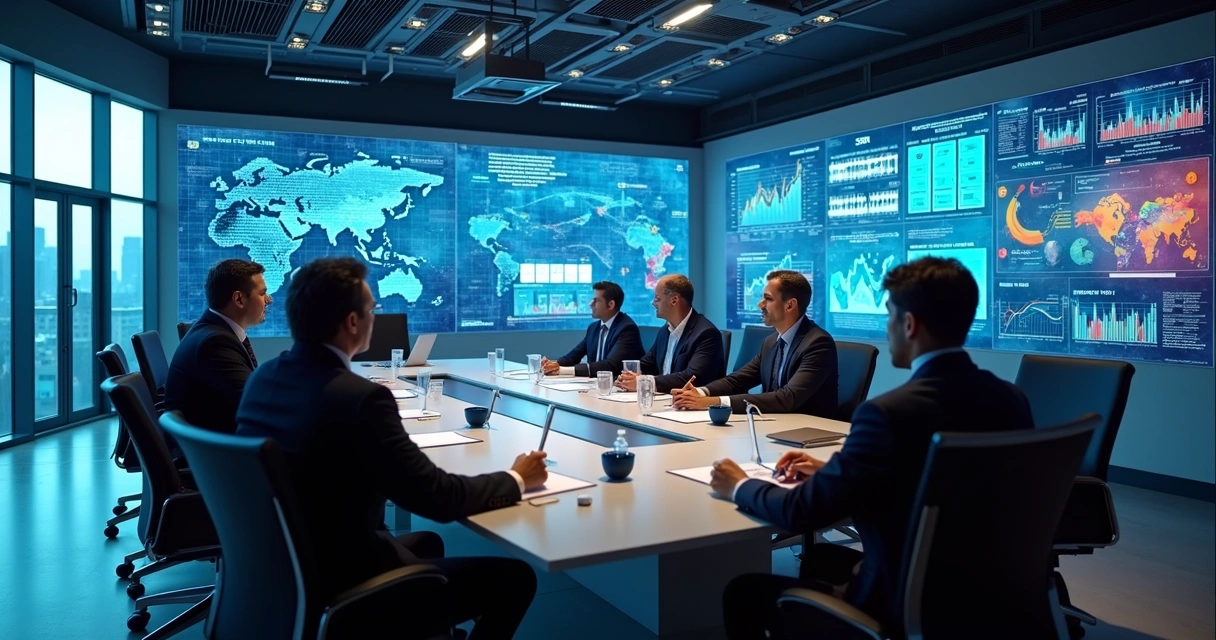 Dashboards digitais com insights de negócios em telas grandes 