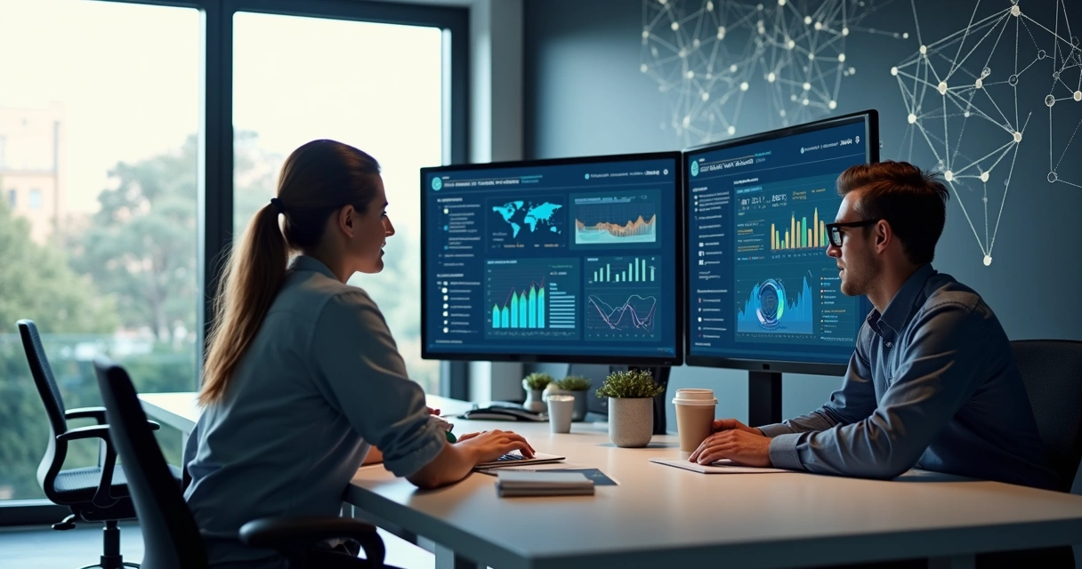Gráficos de dados empresariais em tela de computador