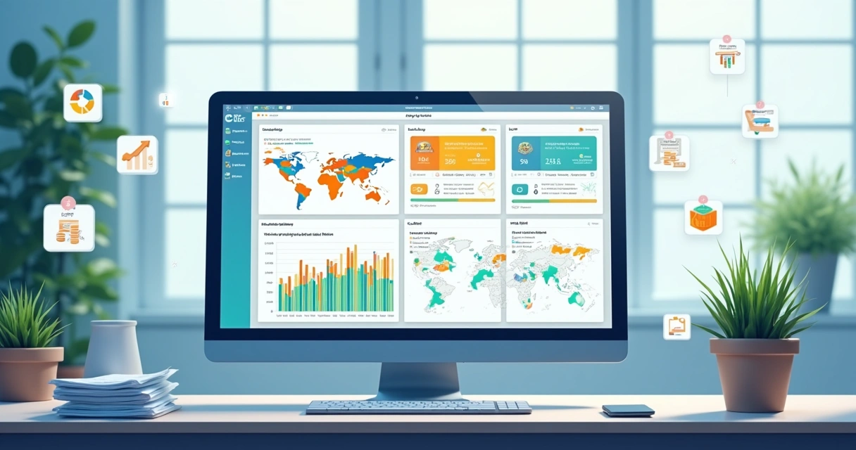 Dashboard com dados enriquecidos de leads B2B em uma tela digital de computador 