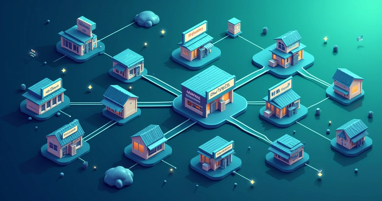 Diagrama de dados estruturados conectando franquias diferentes 