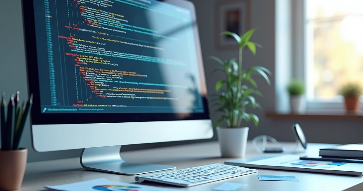 Representação visual de códigos de dados estruturados destacados em uma tela de computador