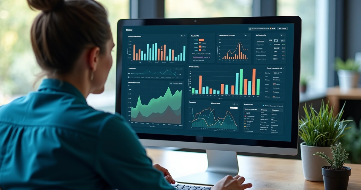 Painel digital mostrando gráficos de evolução nutricional do paciente