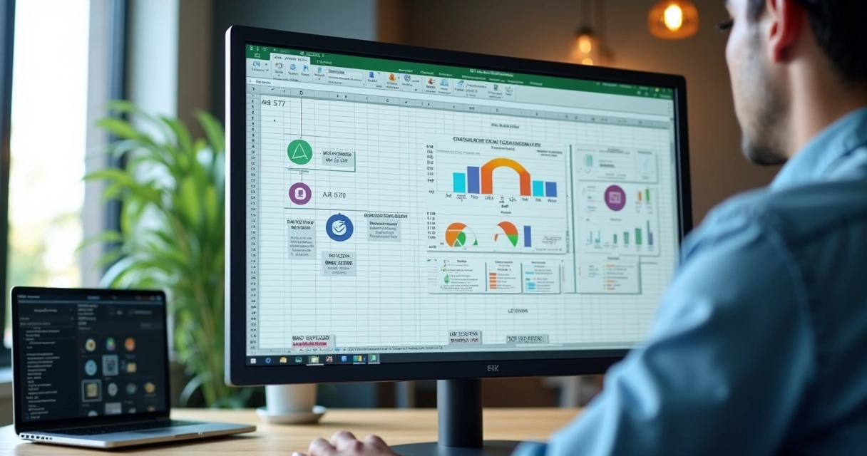 Planilha do Excel com gráficos e sugestões automáticas de IA 