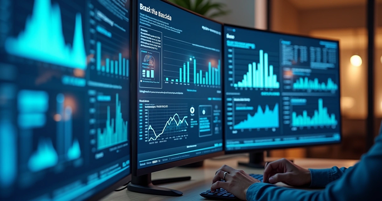 Painel de IA processando dados fiscais brasileiros 