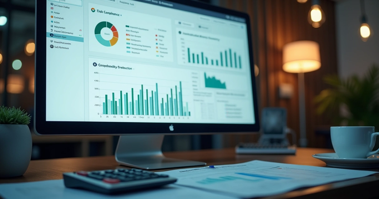Dashboard de plataforma SaaS tributária processando dados fiscais