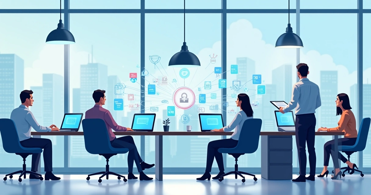 Fluxo de dados entre empresas, parceiros e agentes externos, representando a conexão de diferentes sistemas 
