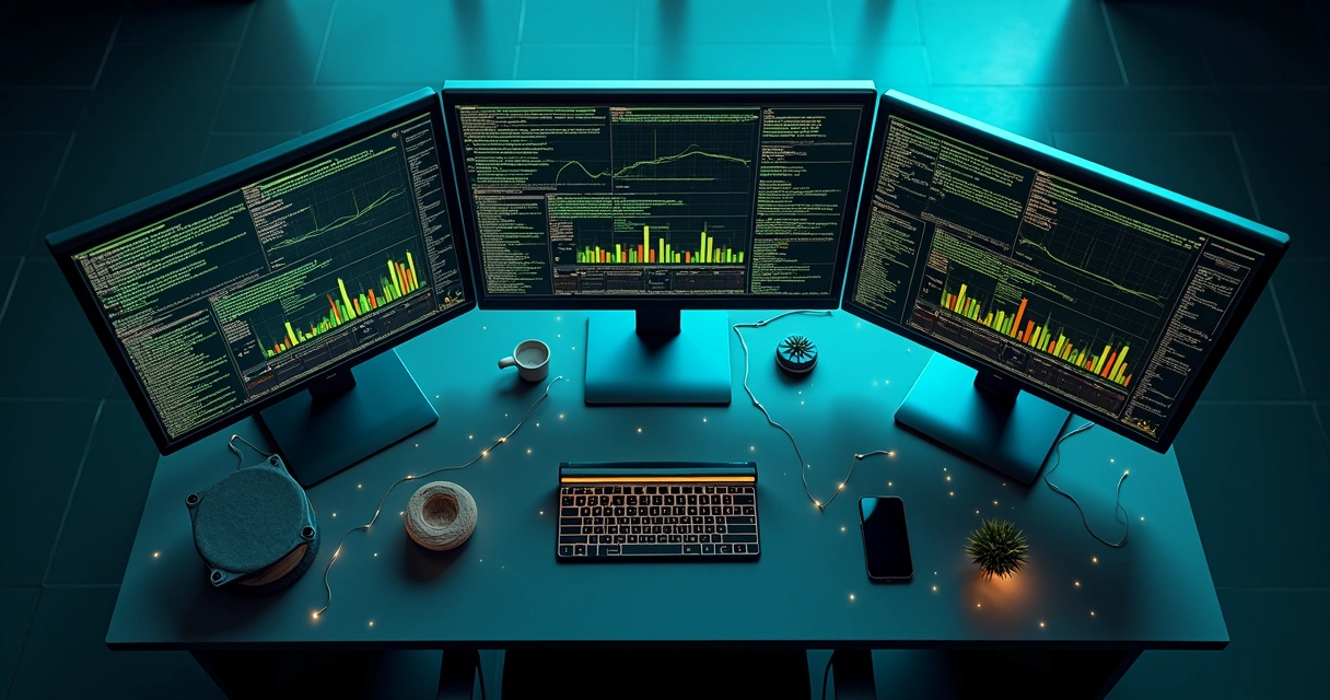 Análise de dados complexos em uma tela de computador moderna 