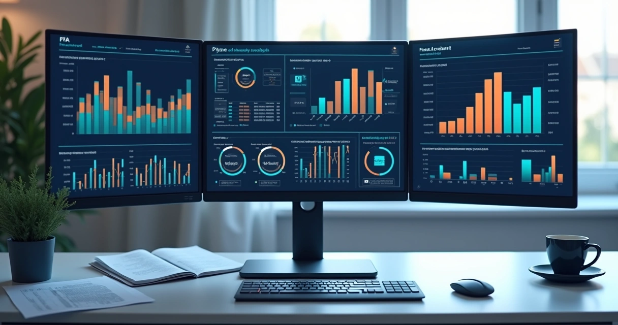 Indicadores de IA financeira em tela digital 