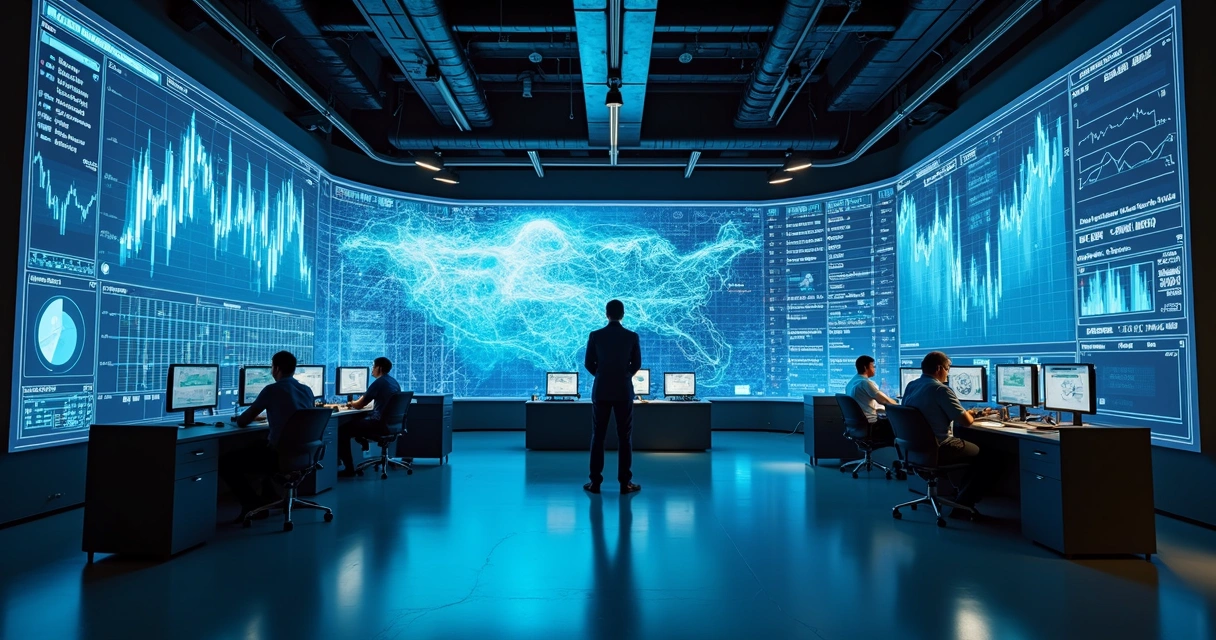 Painel de dados industriais em nuvem mostrando gráficos em tempo real 