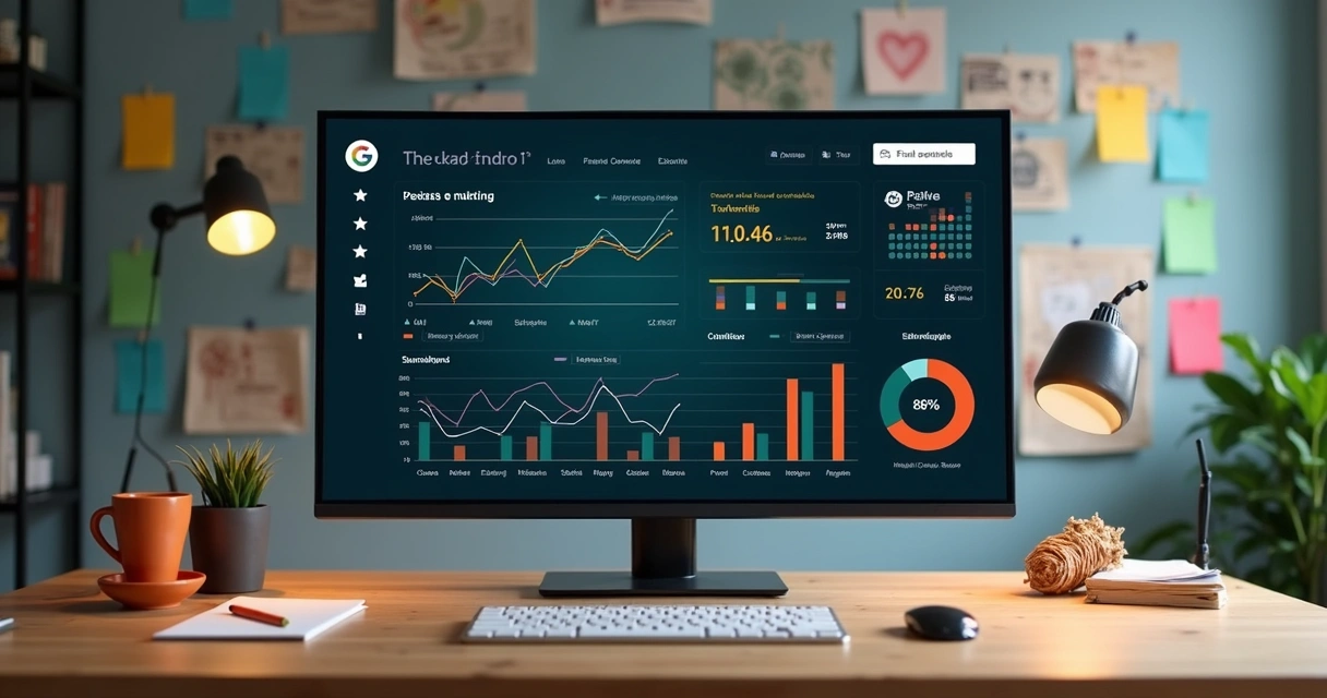 Gráfico de vendas e marketing crescentes em tela de computador 