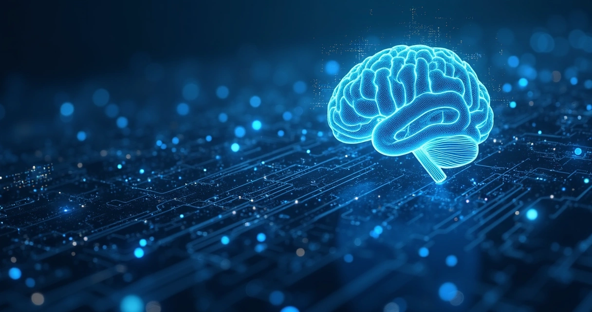 Representação de algoritmos de inteligência artificial processando dados digitais 