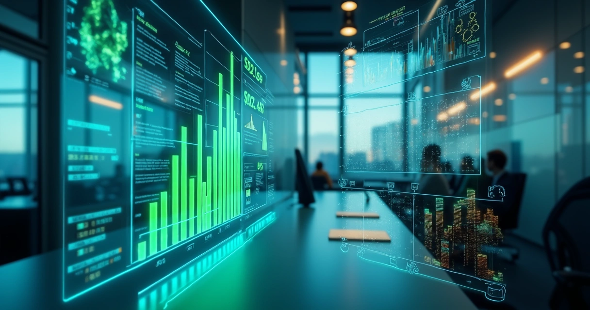 Dashboard mostrando gráficos de campanhas digitais com elementos de IA 