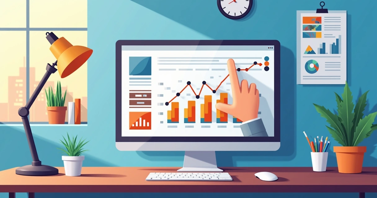 Tela de computador com gráficos de dados de campanhas digitais 