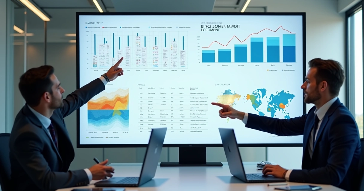 Dashboard com gráficos de intenção de compra e segmentação de leads B2B em tela grande 