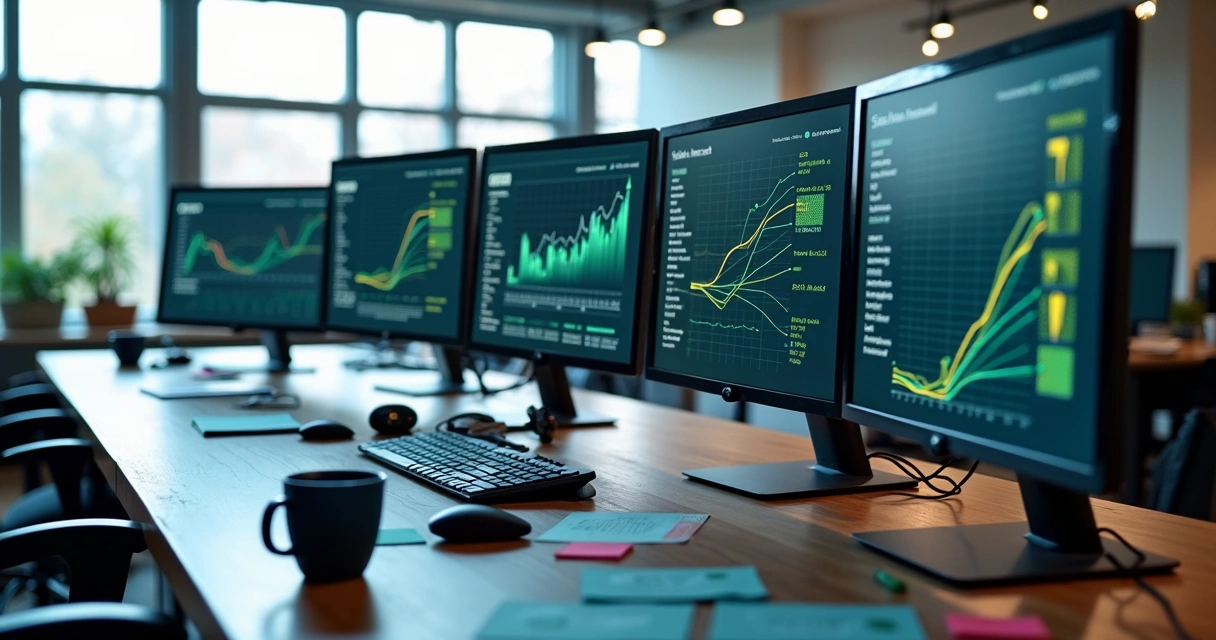 Dashboard com gráficos sobre intenção de compra e múltiplos sistemas integrados 