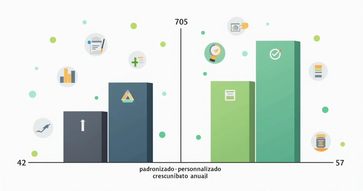 Gráfico de barras mostrando impacto da personalização e padronização em vendas