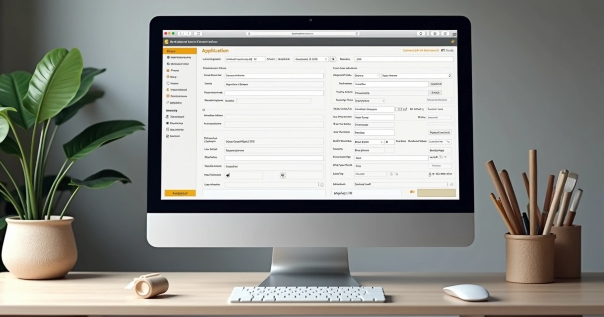 Formulário digital com cadastro de dados de obras civis, área construída e profissionais em tela de computador 