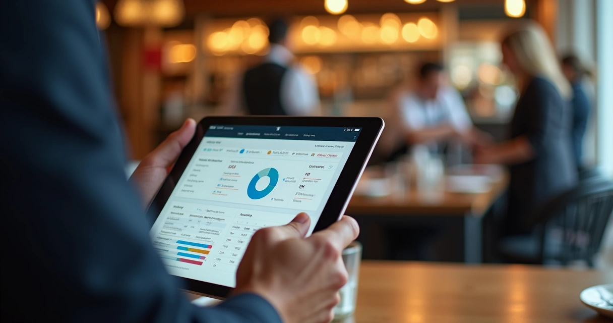 Painel de gestão com dados do restaurante e operação 