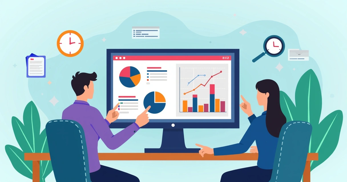 Equipe analisando dados de pesquisa eleitoral em computador 