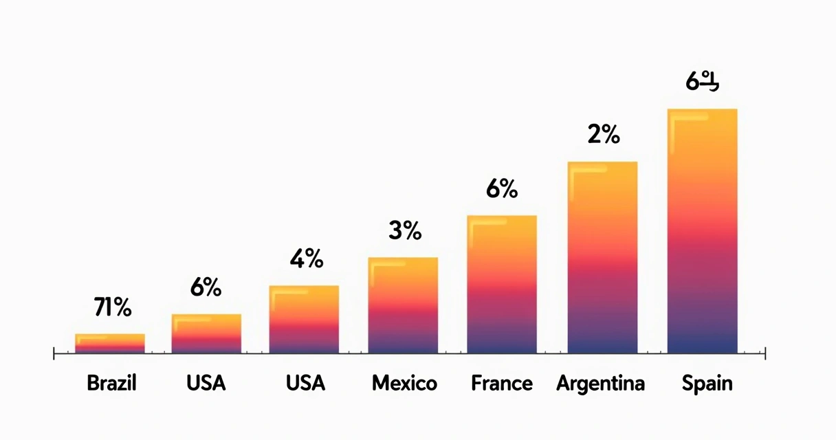 Gráfico de barras com percentuais de LGB em diferentes países 