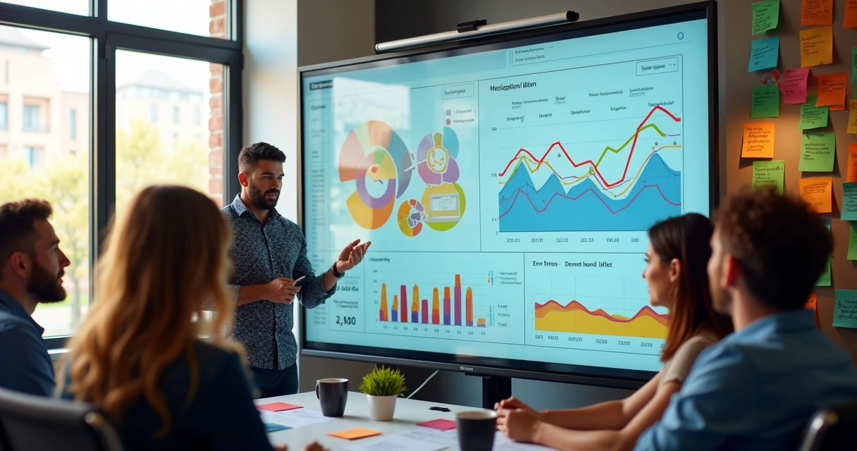 Painel de previsão de demanda com gráficos coloridos 